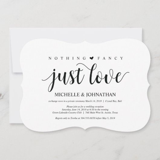 Rustieke Elopement Ontvangst Uitnodigingskaart Kaart (Voorkant)