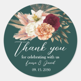 Rustieke Emerald Wedding Dank u Sticker