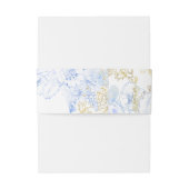 Rustieke en elegante bloemige stoffige blauwe goud uitnodigingen wikkel (Achterkant Voorbeeld)