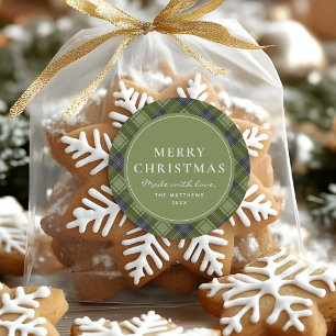 Rustieke en klassieke kerst gemaakt met liefde ronde sticker