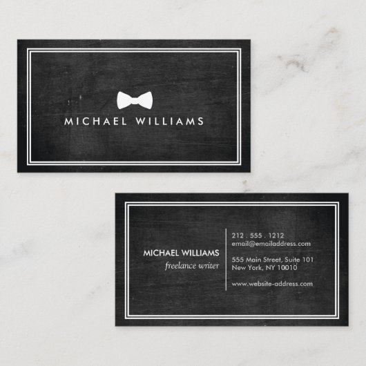 Rustieke en verfijnde Mannen-Stropdas Classic Bow  Visitekaartje (Voorkant / Achterkant)