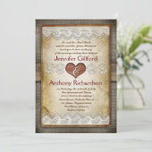 Rustieke en vintage huwelijksuitnodigingen kaart (Staand voorkant)
