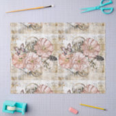 Rustieke Ephemera Roze Bloemen Gift Bag Tissuepapier (Craft)