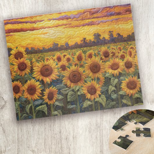 Rustieke esthetische zonnebloem zonsondergang legpuzzel