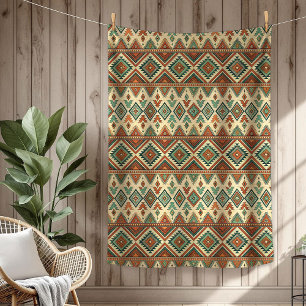 Rustieke Etnische Inheemse Artistiek koperblauw Fleece Deken