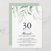 Rustieke Eucalyptus 30ste verjaardag Uitnodiging (Voorkant / Achterkant)