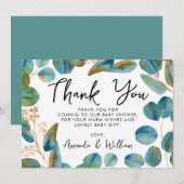 Rustieke Eucalyptus Baby shower Dank u kaart (Voorkant / Achterkant)