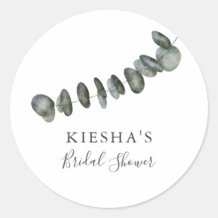 Rustieke Eucalyptus Bruidsdouche Waterverf Ronde Sticker