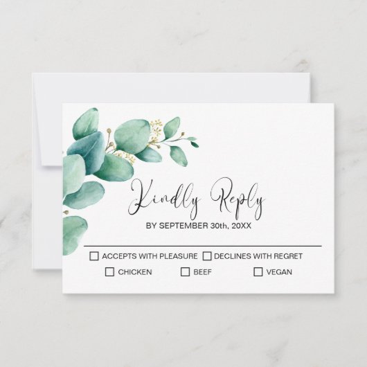 Rustieke Eucalyptus bruiloft RSVP Kaartje (Voorkant)