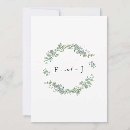 Rustieke Eucalyptus Geometrisch Goud Lijst Bruilof Kaart (Achterkant)