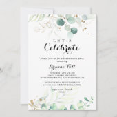 Rustieke Eucalyptus Gold Laten we feest vieren Kaart (Voorkant)