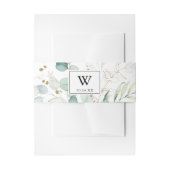 Rustieke Eucalyptus Gold Monogram bruiloft uitnodi Uitnodigingen Wikkel (Voorkant Voorbeeld)