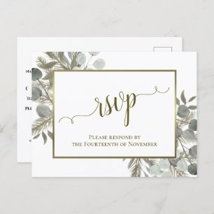 Rustieke Eucalyptus & Golden Pine bruiloft RSVP Briefkaart