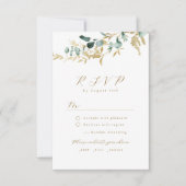 Rustieke eucalyptus goud groen boho bruiloft RSVP Kaartje (Voorkant)