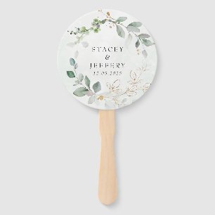 Rustieke Eucalyptus Gouden Calligrafie Bruiloft Handwaaier