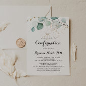 Rustieke eucalyptus gouden kalligrafie bevestiging kaart