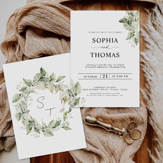 Rustieke Eucalyptus Greenery Baby's Breath Wedding Kaart