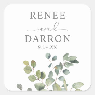 Rustieke Eucalyptus Greenery Duo 2 vierkante Stick Sticker