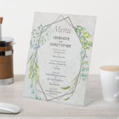 Rustieke Eucalyptus Greenery Wedding Menu Sign Reclamebord Met Voetstuk (Insitu)