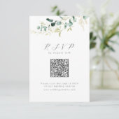 Rustieke eucalyptus groen boho QR code bruiloft RSVP Kaartje (Staand voorkant)