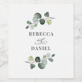 Rustieke Eucalyptus groen bruiloft gepersonaliseer Wijn Etiket (Enkel label)