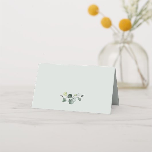 Rustieke Eucalyptus groen bruiloft plaats kaart (Achterkant)