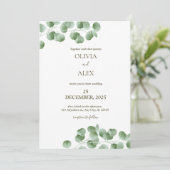 Rustieke eucalyptus groen esthetische bruiloft kaart (Staand voorkant)