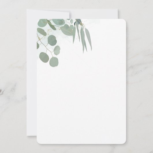 Rustieke Eucalyptus groen & gouden bruiloft Kaart (Achterkant)