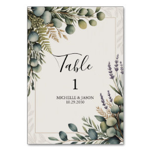 Rustieke Eucalyptus Groene Huwelijkstafel Nummer Kaart