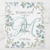 Rustieke Eucalyptus Groene trouw wijn Etiket (Enkel label)