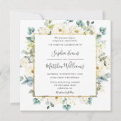 Rustieke Eucalyptus Ivoor Wit Bloemen Bruiloft Kaart (Voorkant)