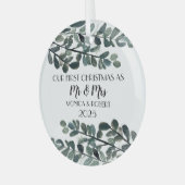 Rustieke Eucalyptus Keepsake Eerste Kerstdag Glas Ornament (Voorkant links)