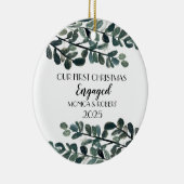 Rustieke Eucalyptus Keepsake Eerste Kerstmis verlo Keramisch Ornament (Rechts)