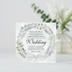 Rustieke Eucalyptus & Lavendel krans bruiloft Kaart
