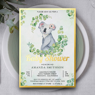 Rustieke Eucalyptus Lieve Koala Beer Babyshower Go Folie Uitnodiging