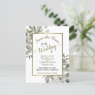 Rustieke Eucalyptus & Pine Bruiloft Save the Date Aankondigingskaart