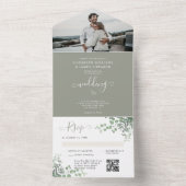 Rustieke Eucalyptus QR Code RSVP Lente Huwelijk All In One Uitnodiging (Binnen)