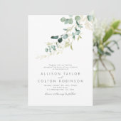 Rustieke eucalyptus salie groene boho bruiloft kaart (Staand voorkant)