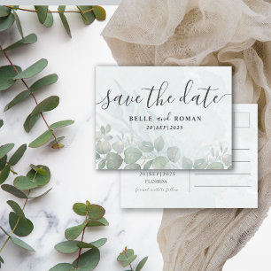Rustieke Eucalyptus Salie Groene Save the Date Briefkaart