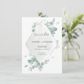 Rustieke Eucalyptus Save The Date Kaart (Staand voorkant)
