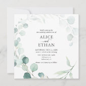 Rustieke Eucalyptus Script Zomer bruiloft Kaart (Voorkant)