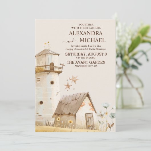 Rustieke Evergreen Fields Schuur bruiloft uitnodig Kaart (Staand voorkant)