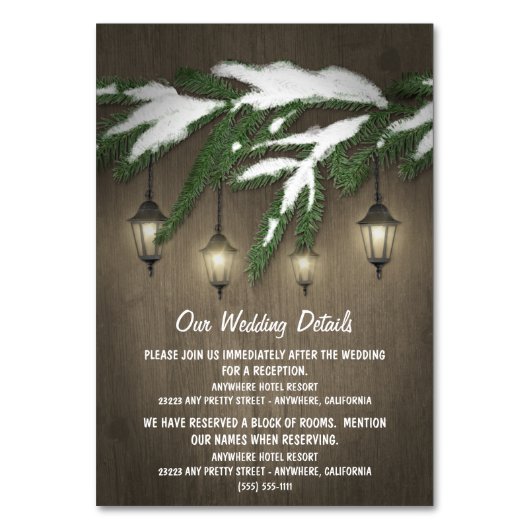 Rustieke Evergreen Lantern Trouwkamer Kaarten (Voorkant)
