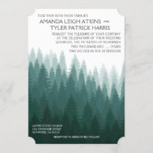 Rustieke Evergreen Pine Tree Wedding Uitnodigingen