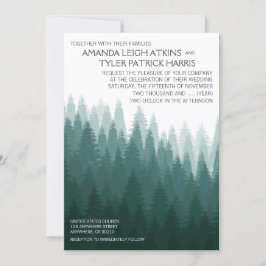 Rustieke Evergreen Pine Tree Wedding Uitnodigingen