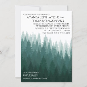 Rustieke Evergreen Pine Tree Wedding Uitnodigingen