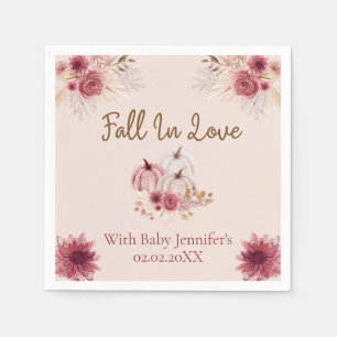 Rustieke Fall In Love Roze Pompoen Baby Shower Servet