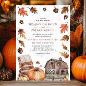 Rustieke Fall Leaves Barn Wedding Kaart