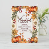 Rustieke Fall Leaves en pompoenen Thanksgiving Kaart (Staand voorkant)