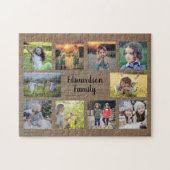 Rustieke familie foto collage monogram naam legpuzzel (Horizontaal)